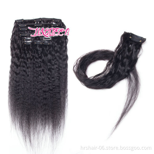 Cheap kinky straight hair weave 100 percent indian remy human hair clip in hair extension